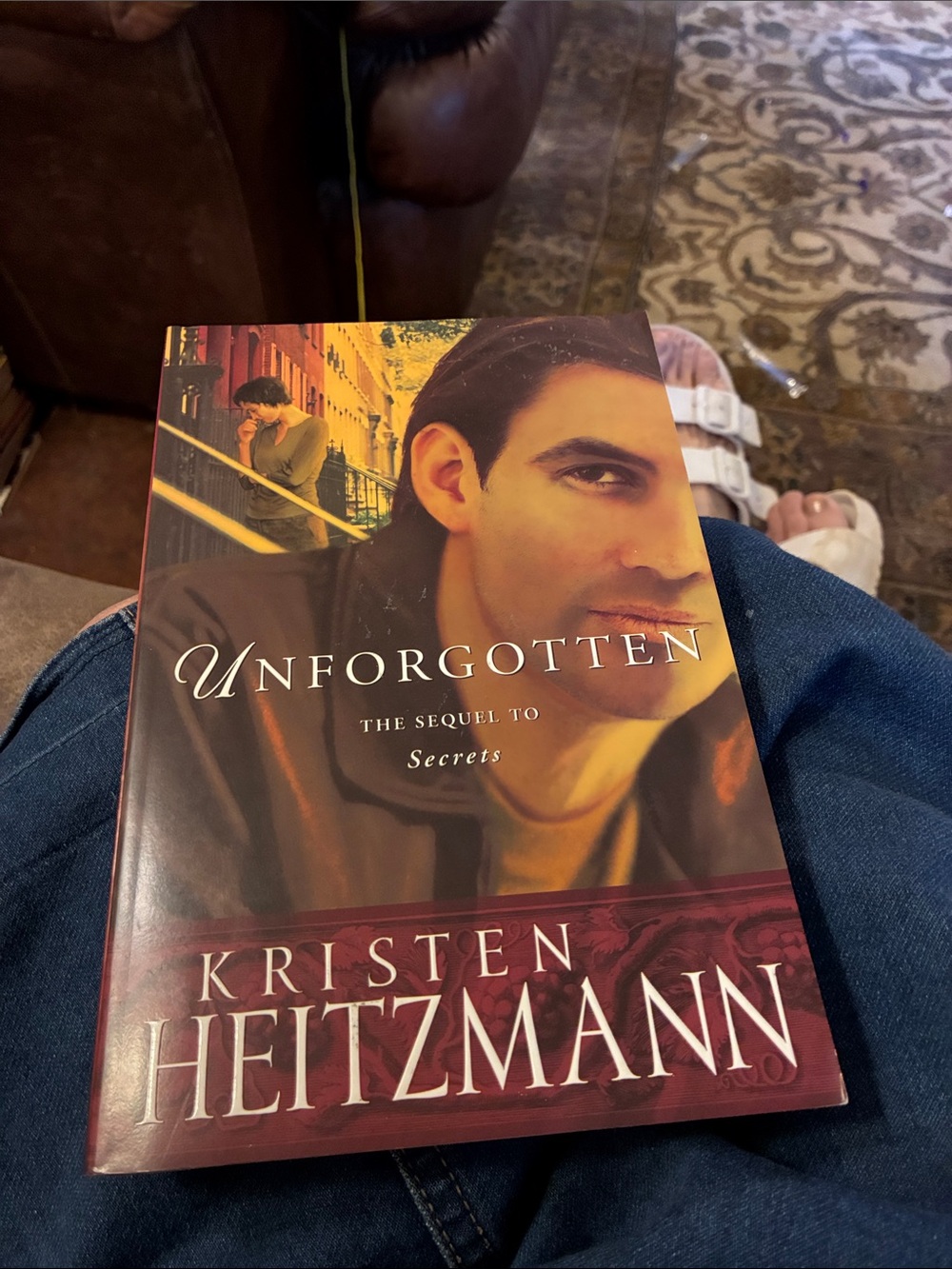 Unforgotten by Kristen Heitzmann - Maroon & Cream Paperback